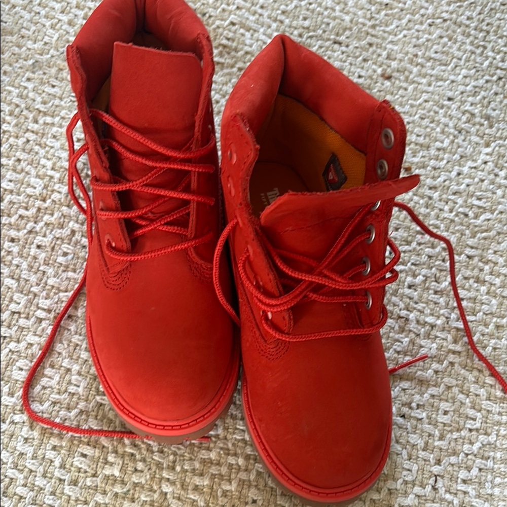 Kids Red Timberland Boots